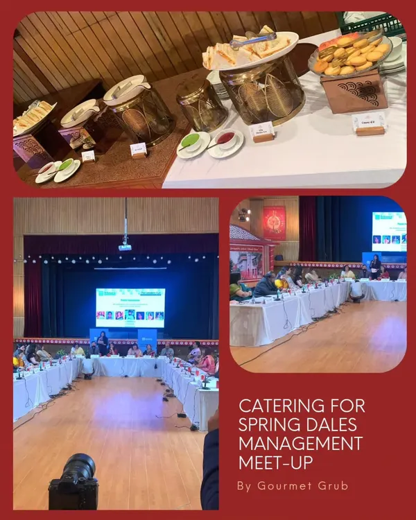 I was honored to cater the Spring Dales School Management Meet-Up. This collage shows the professional meeting environment alongside the fresh and delicious high-tea buffet I provided to fuel the discussions.