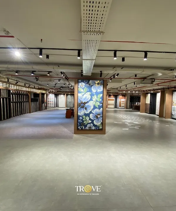 Welcome to our largest experience center on Mysore Road. Spanning over 10,000 square feet, this showroom is designed to give you the space and variety needed to find the perfect tiles for your home.