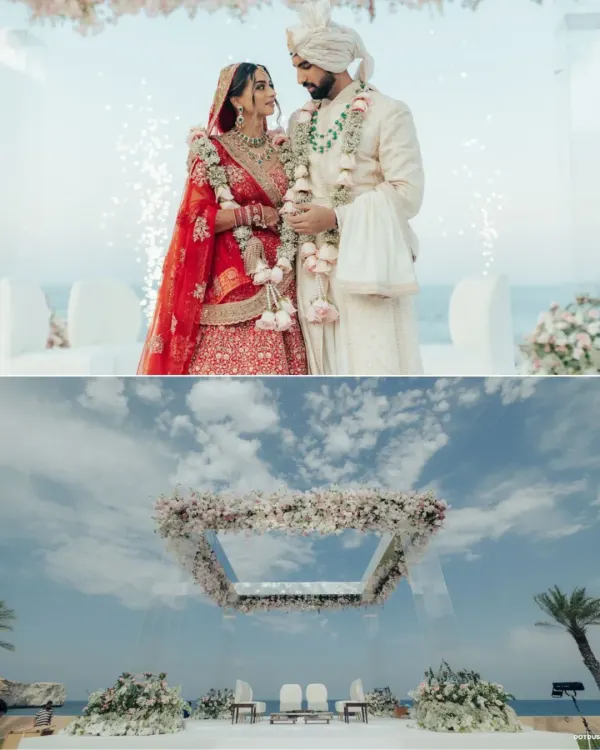 A breathtaking acrylic mandap seems to float between the sky and the sea in Oman. We believe in creating wedding ceremonies that are not just events, but pure art, turning your destination wedding vision into an unforgettable reality.