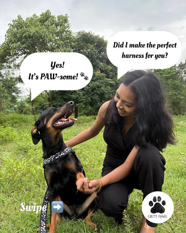 This is what Dirty Paws is all about. A happy dog, a loving owner, and a comfortable, stylish harness that's ready for any adventure. I started this brand for my own dog, and I'm so happy to share that love with you.