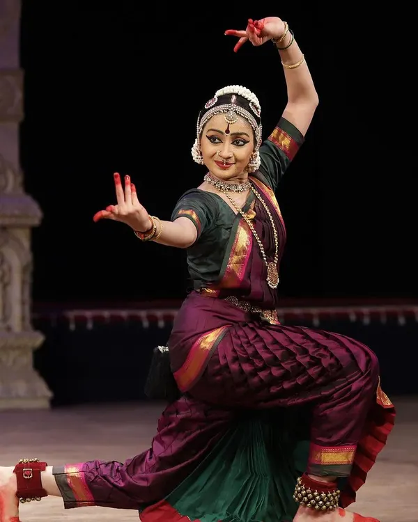 A powerful stance from my production "Shivaantarangam," an offering to Lord Shiva. This pose captures the divine energy and cosmic presence of the deity, a theme I explore through intricate choreography taught by my Guru.