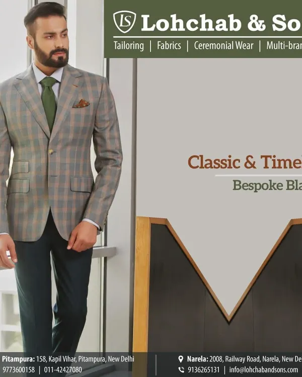 A classic and timeless bespoke blazer is a must-have in any gentleman's wardrobe. This checked blazer pairs effortlessly with solid trousers for a look that is both professional and stylish.