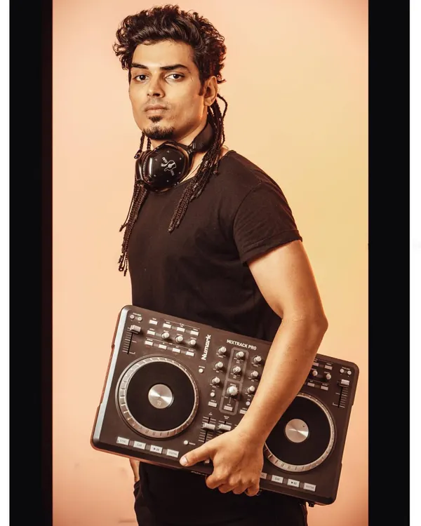 A classic artist portrait. Me, my headphones, and my controller. This is where the magic starts.