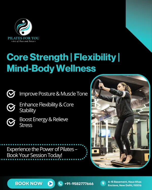 This graphic clearly outlines the core benefits of my Pilates classes: improved posture, enhanced flexibility, and a boost in energy. It’s a complete mind-body wellness system.