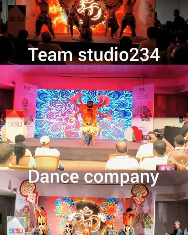 A collage from our performance at the INDOFIL SETU corporate event in Dandeli. It showcases a powerful Aghori-themed dance and other cultural acts, demonstrating our ability to create impactful thematic performances.