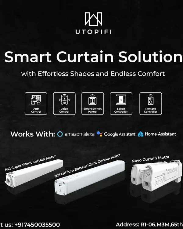 My smart curtain solutions bring effortless comfort to your home. Control your shades with your voice, the app, a smart switch, or a remote. My motors are super silent and compatible with Alexa and Google Assistant.