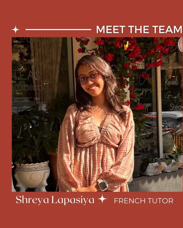Meet our wonderful French tutor, Shreya. She is DELF B2 certified and has a passion for sharing French culture with students of all ages, from young children to adults.