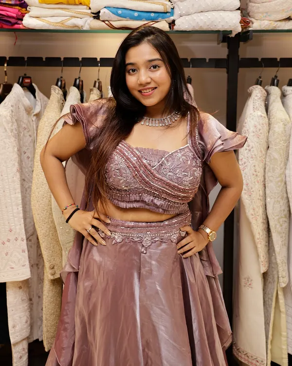 When tradition meets trend, the look is unforgettable. This Indo-Western outfit with its unique silhouette is perfect for a cocktail party or reception.