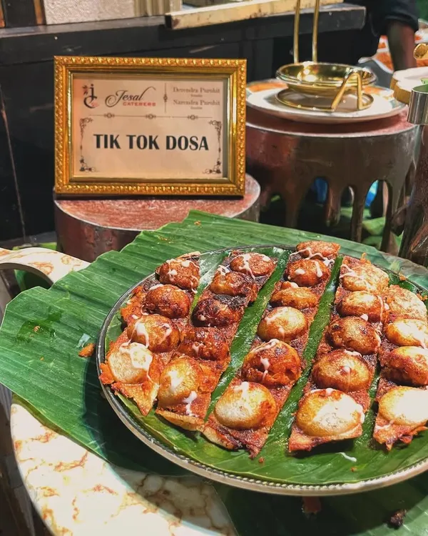 My signature Tik Tok Dosa, a modern twist on a South Indian classic that always gets guests talking. It's a crispy, bite-sized delight perfect for any event.