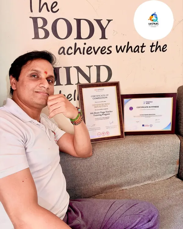 I am proud of the knowledge and skills I have acquired on my journey. Here I am with my 300-Hours Yoga Teacher Training and Advanced Fitness certificates, ready to put this expertise to work for you.