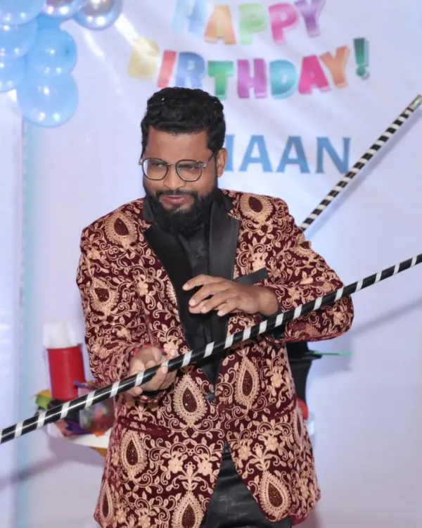 The classic floating wand illusion is where the magic begins. It's a simple, elegant piece of sleight-of-hand that sets the stage for an evening of wonder and entertainment.