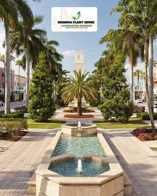 This grand public plaza with formal water features and symmetrical plantings of palms and firs is an example of the large-scale, high-impact public spaces we design.
