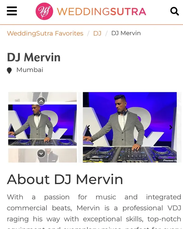 I am proud to be a featured DJ on WeddingSutra, a leading resource for wedding planning in India. This recognizes my expertise in providing top-tier wedding entertainment.