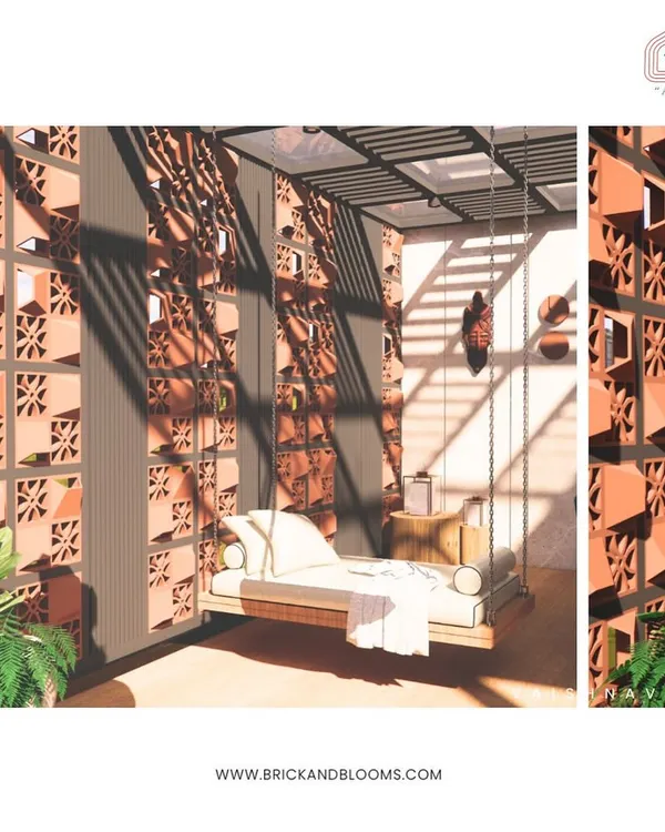 This design highlights some of our key hardscaping features. The space is defined by a beautiful terracotta jali screen for privacy and a durable WPC deck, complemented by a comfortable swing and lush greenery.