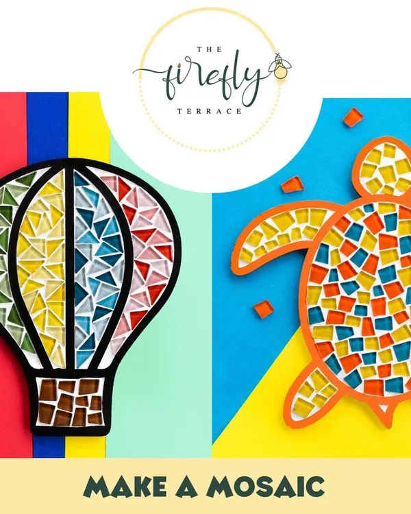 Ready to get started with mosaics? My kits come in so many fun designs, like this colorful hot air balloon and friendly sea turtle. Everything you need is in the box, making it the perfect entry into the world of mosaic art.