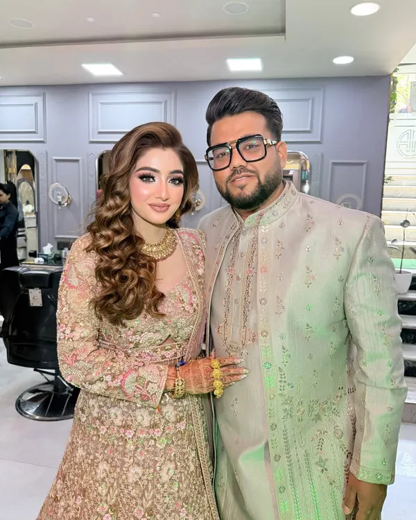 A radiant duo. It's always special to see the happy couple together after we've worked our magic.