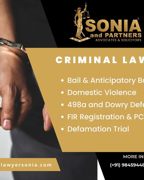Facing a criminal charge can be overwhelming. I provide comprehensive defense services, starting from securing anticipatory bail to prevent arrest, defending against domestic violence and dowry allegations (498a), and managing the entire process from FIR registration to trial. My goal is to protect your rights at every stage.