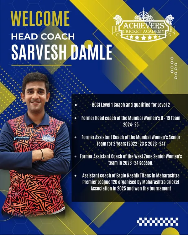 We are proud to welcome Head Coach Sarvesh Damle to our family. A BCCI Level 1 Coach with a wealth of experience coaching Mumbai state teams, his expertise is an incredible asset for our players.