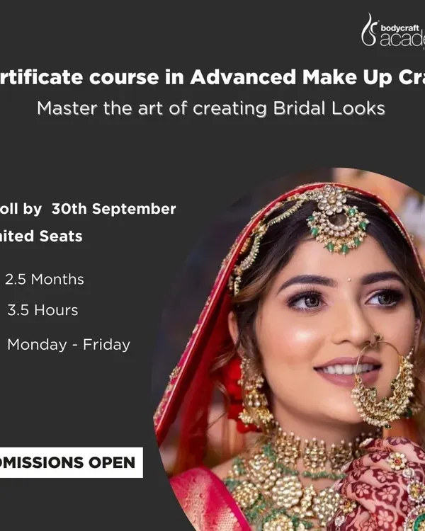 Admissions are open for our Certificate Course in Advanced Makeup Craft. This 2.5-month intensive program is your path to mastering professional bridal looks.
