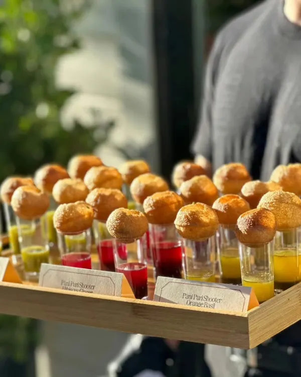 We love giving classic street food a modern, fun twist. Our Pani Puri Shooters are a perfect example, served on a tray by our professional staff, making it an interactive and memorable appetizer for any wedding, party, or corporate event.