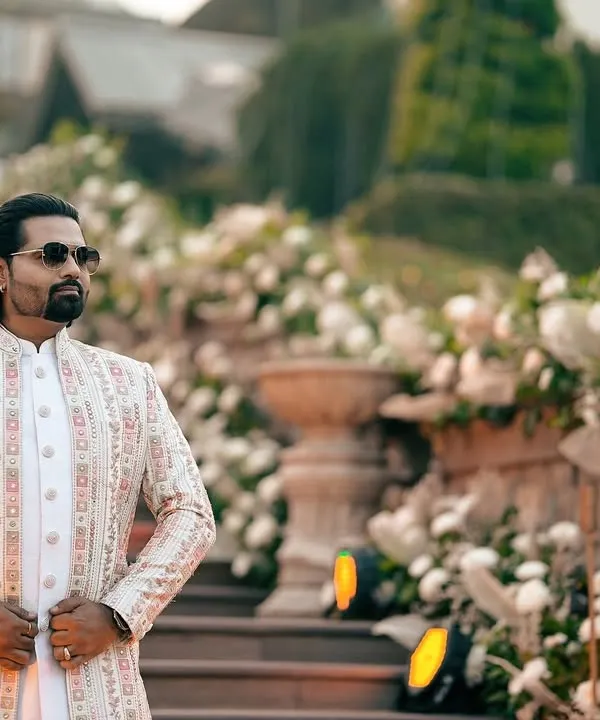 This is the kind of celebrity look I can create for you. A client looking sharp in one of my custom-designed sherwanis for a destination wedding at the Hotel Savoy in Mussoorie.
