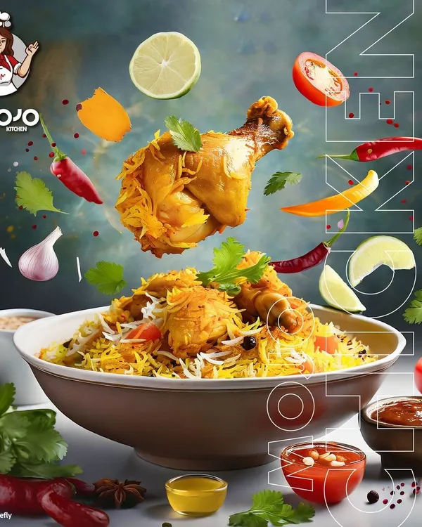 A look at my signature Chicken Biryani. I cook the chicken until it's perfectly tender and layer it with fragrant basmati rice and my special blend of spices, served with fresh raita and salad.
