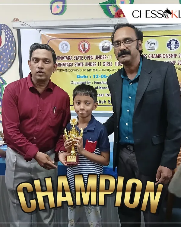 Celebrating our star student, Ved Singh, who secured a top position in the Under-9 category at the Karnataka State U11 Chess Championship.