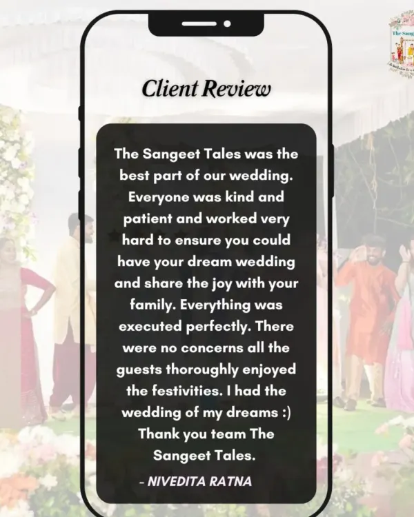 "The Sangeet Tales was the best part of our wedding." Reviews like this mean the world to us and motivate our entire team to keep creating dream weddings.
