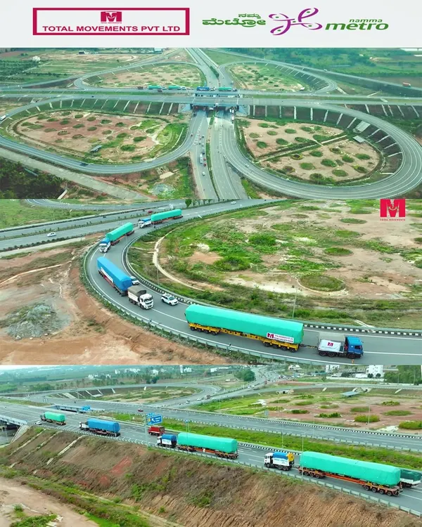 We provide comprehensive aerial coverage for large-scale infrastructure projects, as seen here with the delivery of Namma Metro coaches for BMRCL. Our drone videography captures the complexity and precision of moving oversized cargo through complex interchanges.