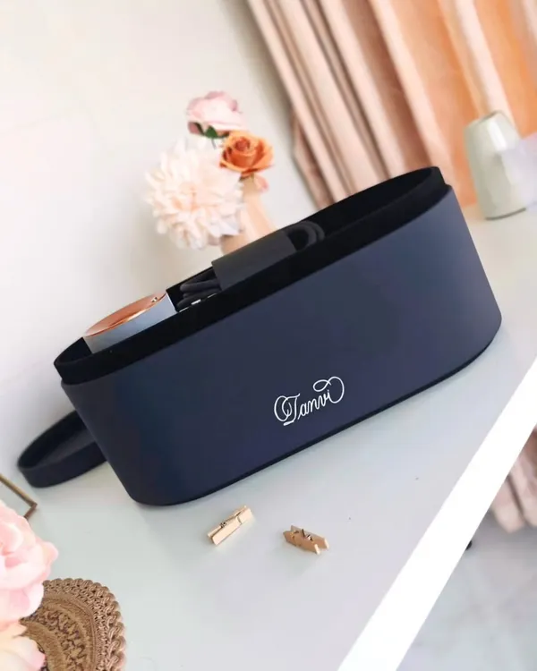 For those who love their Dyson, here’s a little personalized upgrade. I added a graceful touch of calligraphy to this hairdryer case, engraving the name 'Tanvi' to make it uniquely hers.