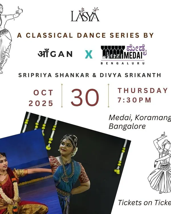The official invitation for 'LASYA', a classical dance series where I had the honor of performing. Posters like this are the first connection to the audience, sharing the theme and details of our upcoming divine experience, 'Anubhava'.