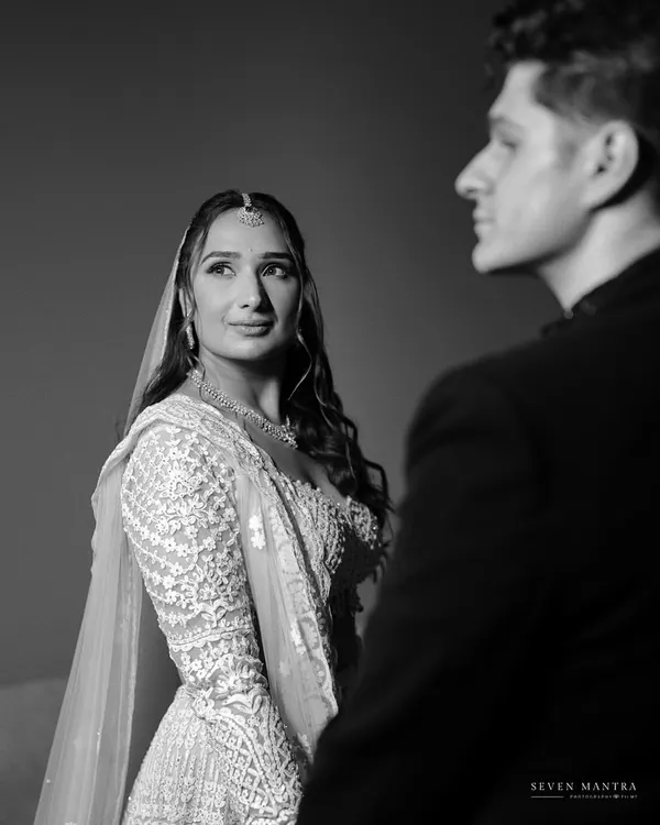 The look of pure love and admiration. Black and white allows the emotion in the bride's eyes to be the absolute focus of this beautiful, intimate portrait.