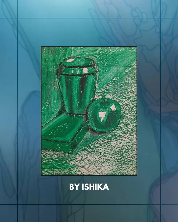 A lovely monochromatic still life by Ishika using a single shade of green. This exercise challenges students to focus on texture, tone, and composition.