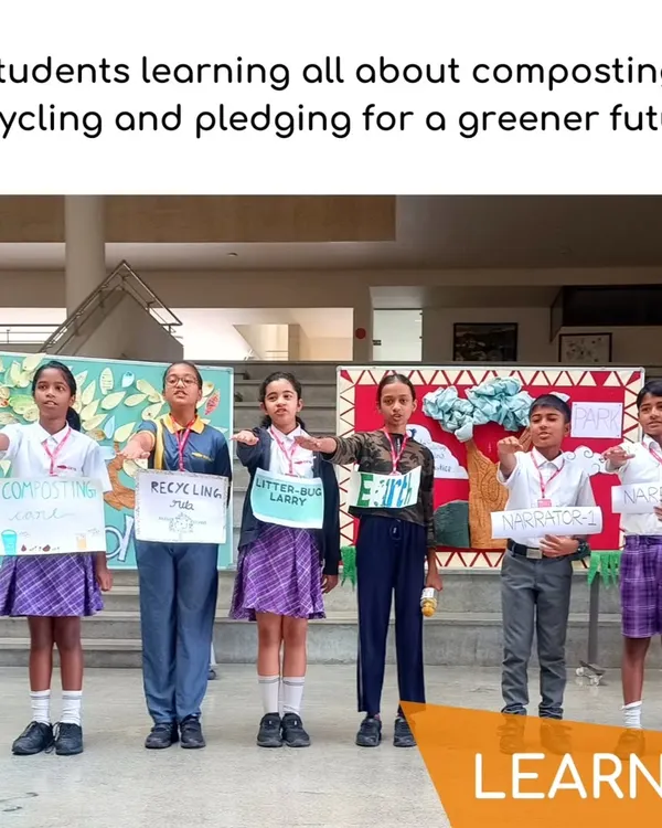 The journey begins with 'Learn'. Here, students are introduced to core concepts like composting and recycling through engaging presentations, building a foundational understanding of environmental responsibility.