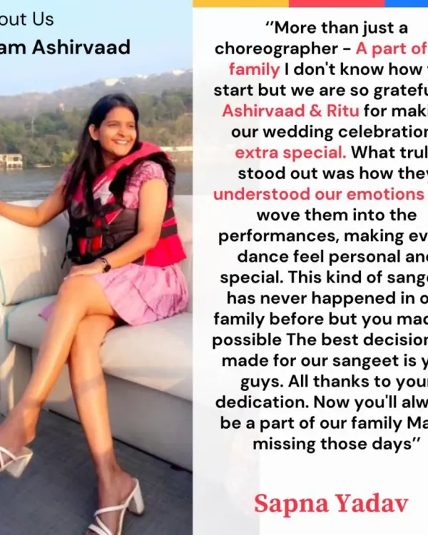 "More than just a choreographer - A part of our family." This is the highest compliment we can receive. We are so grateful to Sapna and her family for trusting us to make their wedding celebrations extra special.