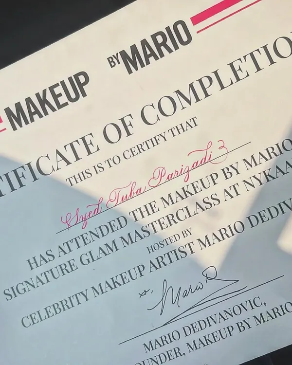The official certificate from the Makeup by Mario Signature Glam Masterclass. This was a pivotal moment in my career, and I am so grateful for the knowledge I gained.