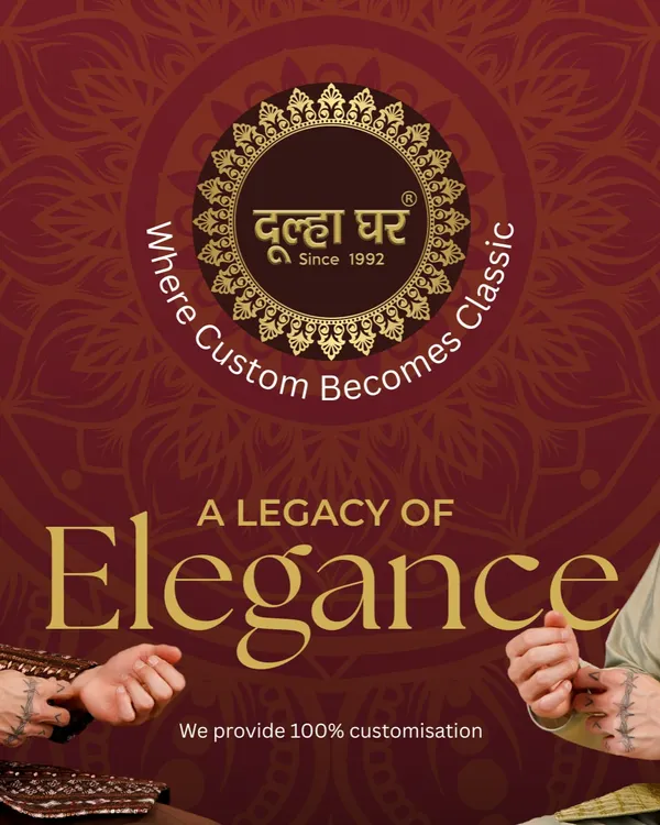 A legacy of elegance. This brand graphic emphasizes my promise of 100% customisation, where every outfit is stitched to tell your story.
