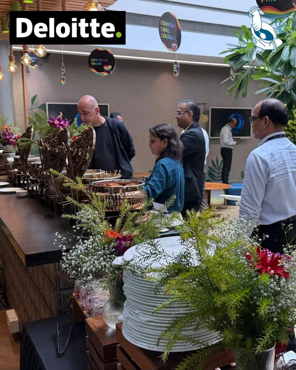 This is the essence of what I do: creating beautiful, bountiful spreads that become the centerpiece of your corporate event. This buffet, adorned with fresh flowers for a leadership event at Deloitte, shows my commitment to making every meal a memorable experience for your guests.