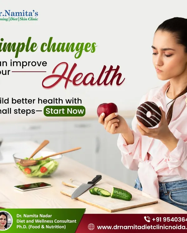 This image of a woman choosing an apple over a donut perfectly illustrates my philosophy. Simple changes, like picking a healthier snack, can significantly improve your health over time. I help you build these better habits one small step at a time.