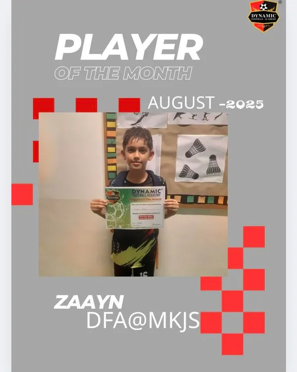 Congratulations to Zaayn, our Player of the Month for August. As the engine in our midfield, his vision and precise passing make the whole team click.