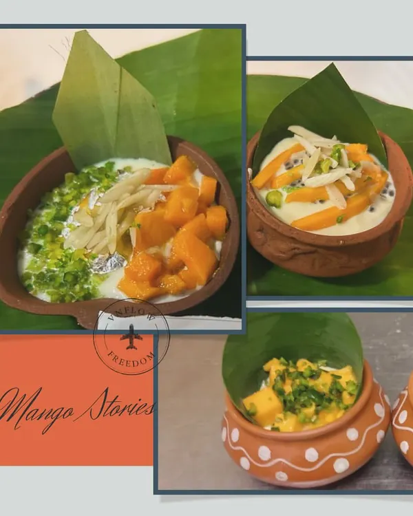 A celebration of the king of fruits. My Mango Lacha Rabdi is a seasonal specialty, featuring creamy thickened milk with layers of fresh mango, served chilled in rustic clay pots.