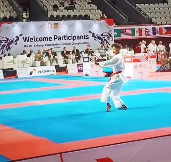 This was an unforgettable moment for me, performing my Kata on the international stage at the 10th Shitoryu Karatedo Championships in Indonesia. Competing at this level is a rush, and I bring that same energy and focus to my coaching.