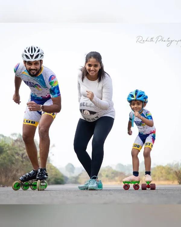 Skating is more than a sport for us; it's our life. Here we are as a family, my wife, my daughter, and I, sharing our love for skating as we get ready to welcome a new member to our team.