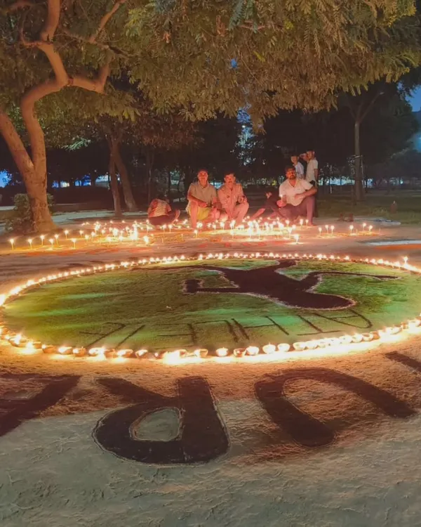 Our academy celebrating Diwali. We created a rangoli of a running track with diyas, because athletics is always on our mind.