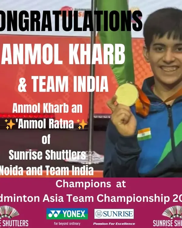 **A Historic Win for India.** We celebrate our trainee Anmol Kharb and the entire Indian team for their gold medal victory at the Badminton Asia Team Championship 2024. This is the level of excellence we strive for every day.