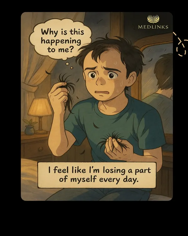 The journey of hair loss can feel isolating, like you're losing a part of yourself. This Ghibli-inspired art captures that feeling.