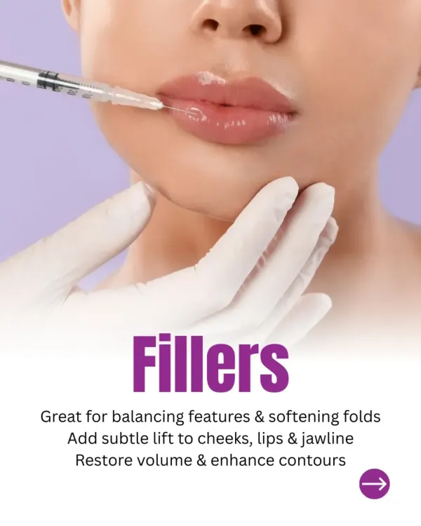 Dermal fillers are a powerful tool for non-surgical facial enhancement. I use them to restore lost volume, soften facial folds, and add subtle lift to areas like the cheeks, lips, and jawline, helping you achieve a refreshed look without surgery.