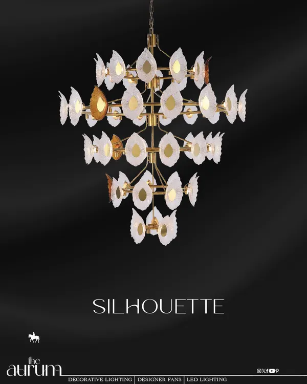 The 'Silhouette' chandelier is a study in elegance, with leaf-like elements that diffuse light beautifully. I chose this for its ability to feel both organic and opulent, perfect for a grand entryway or master bedroom.