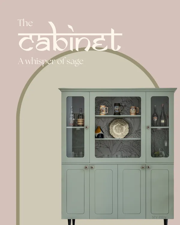 This light sage green cabinet is more than storage; it’s a quiet statement piece. Its soft, muted tone brings a sense of serenity, reflecting the balance of heritage and modern minimalism in the 'Sushobit' home.