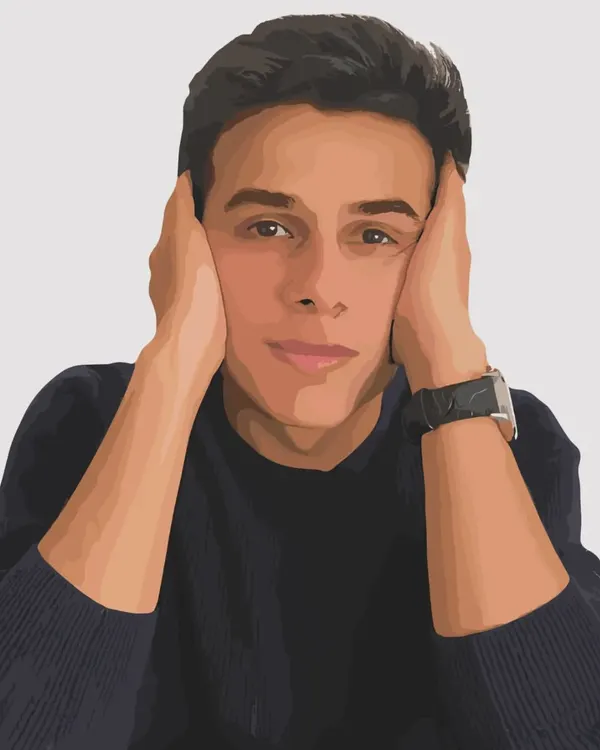 A detailed vector portrait I created from a photo. This style captures all the facial features and shading. It takes a lot of mehnat, but I love bringing a photo to life like this.
